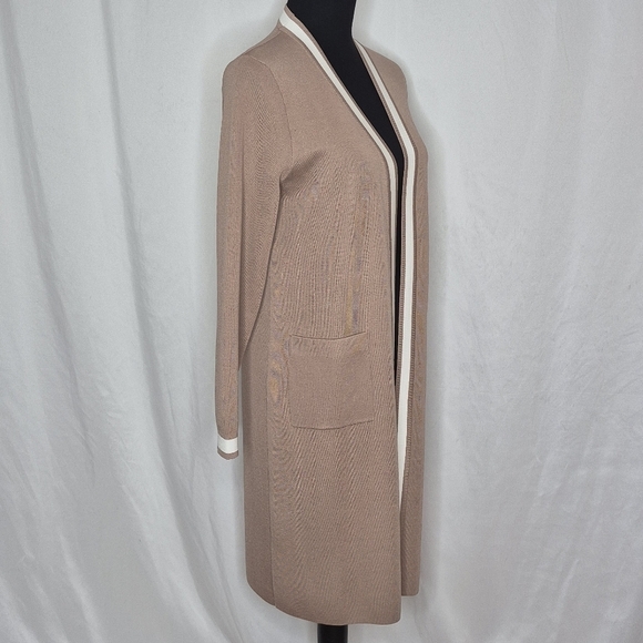 Tahari Long Open-Front Cardigan - Size S - Picture 3 of 16